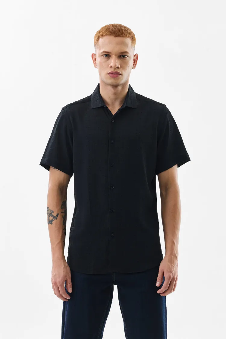 Bubble Line Black Seer Sucker Shirt