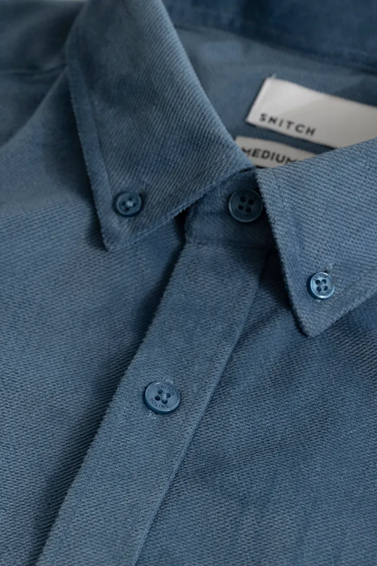 Blue Elbow-Patch Shirt