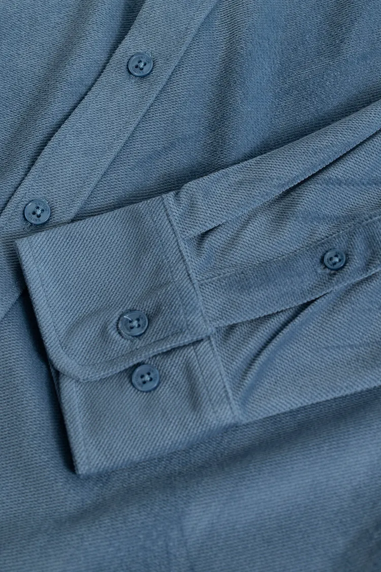 Blue Elbow-Patch Shirt