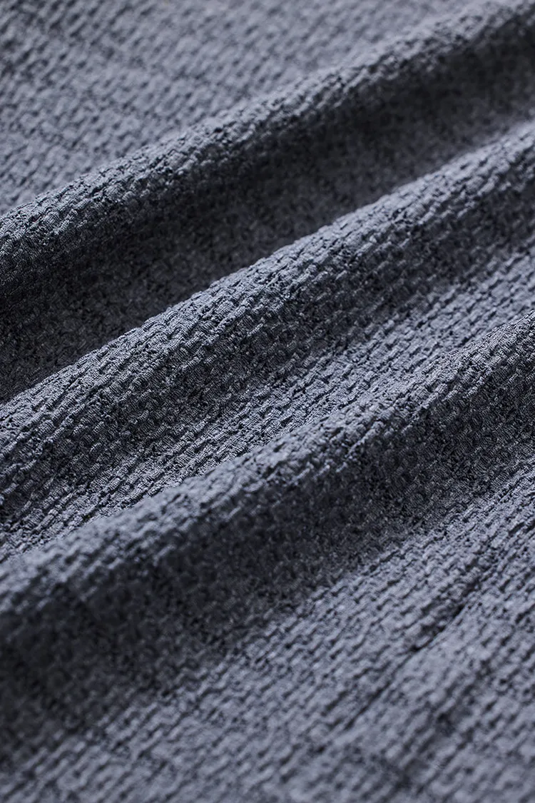 Snitch Grey Textured Mandarin Shirt