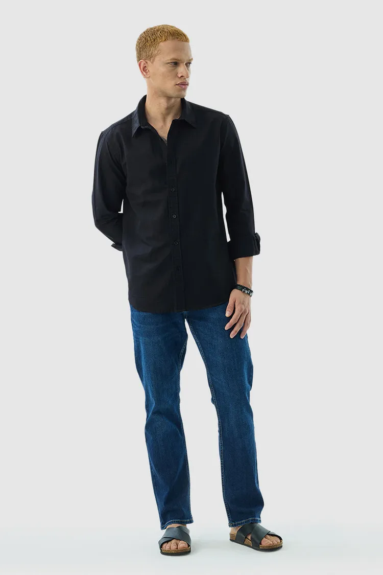 Black Solid Slim Fit Shirt