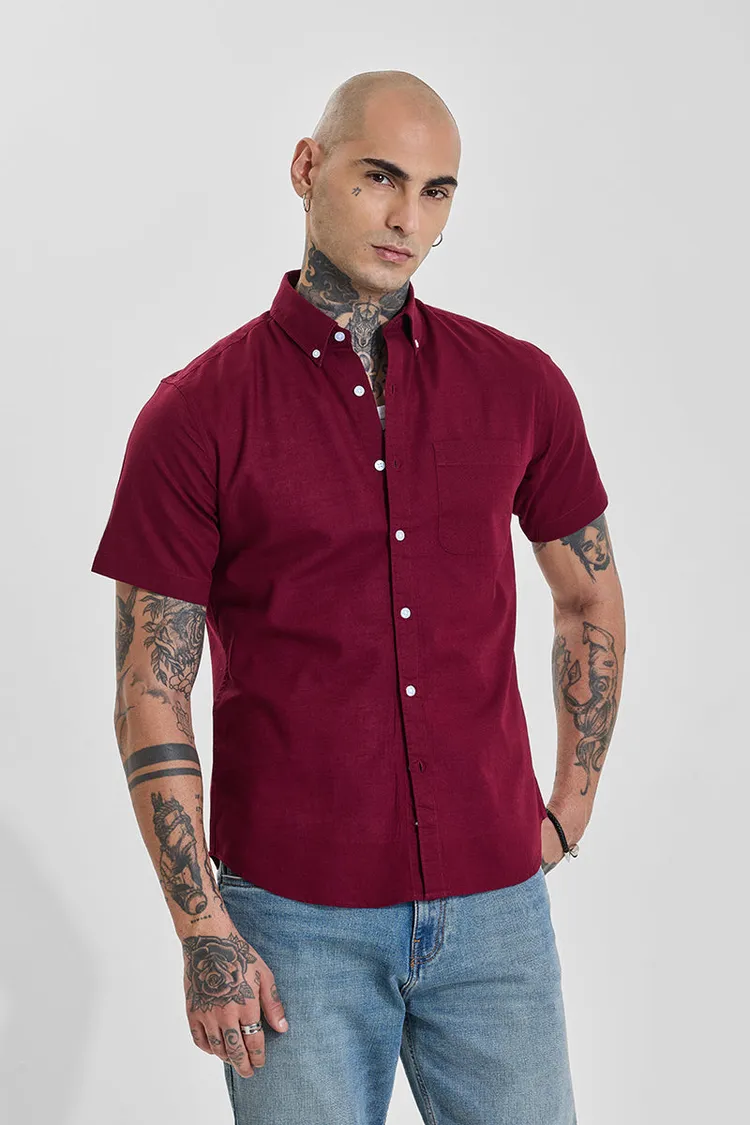 Maroon Solid Slim Fit Shirt