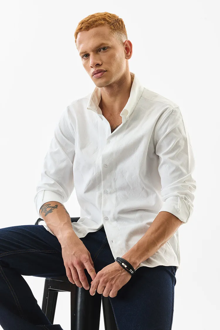 Slim Fit Textured White Shirt
