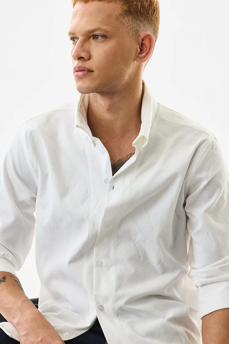 Slim Fit Textured White Shirt