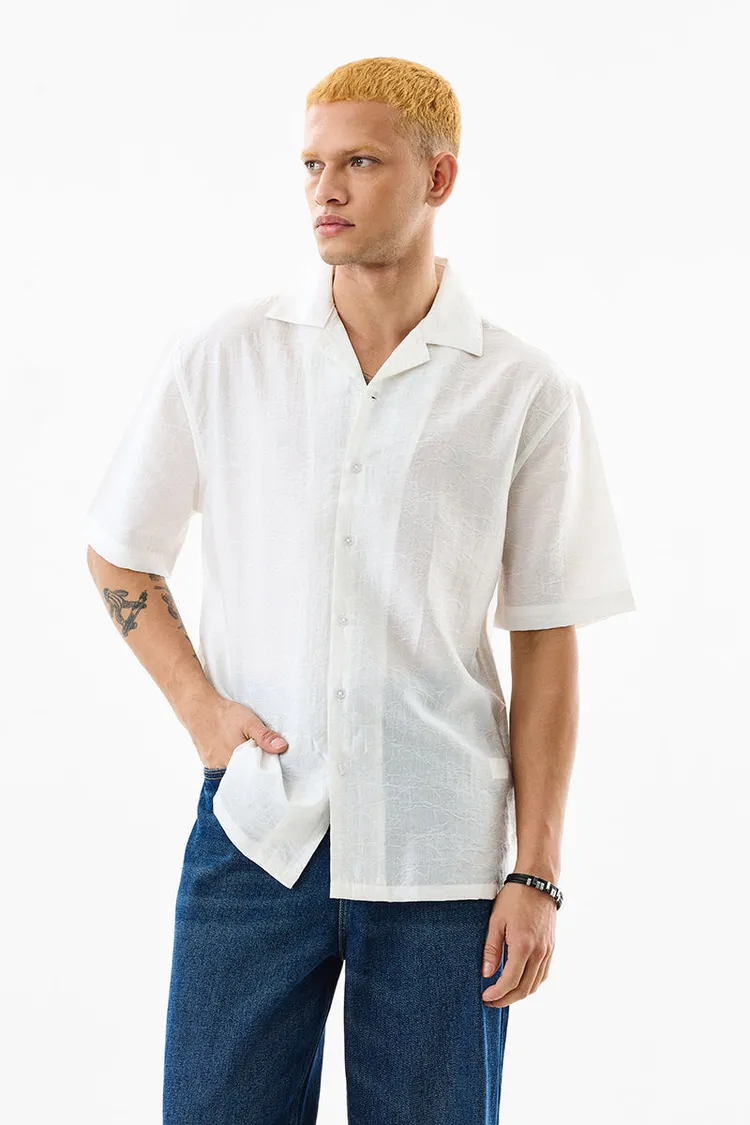 Relaxed Fit Textured White Shirt