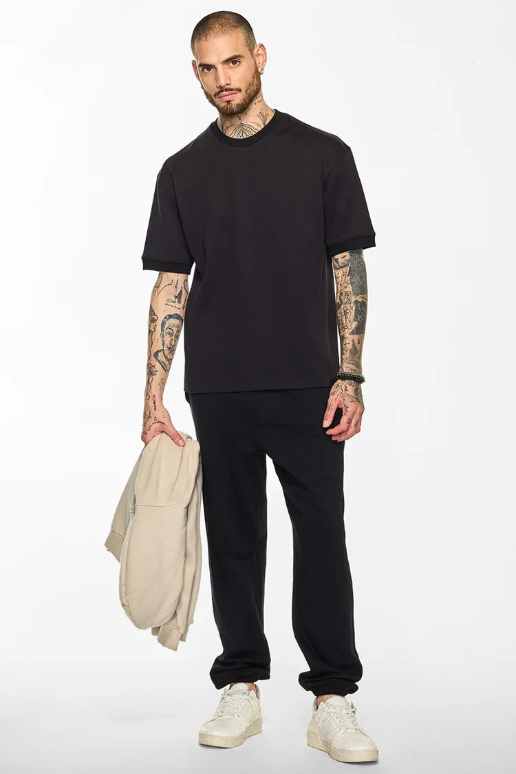 Core Lab Black Solid Oversized Fit T-Shirt