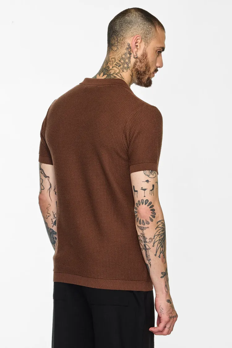 Core Lab Brown Textured Polo T-Shirt