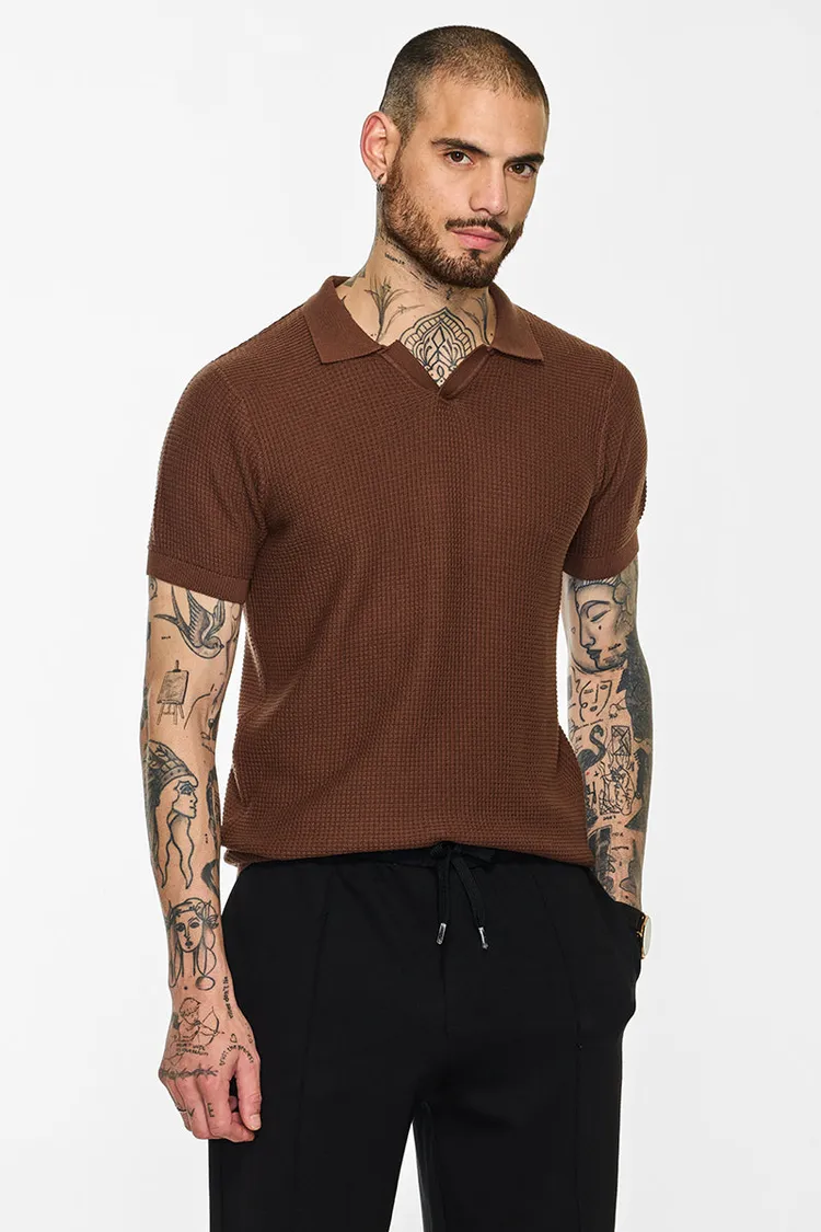 Core Lab Brown Textured Polo T-Shirt