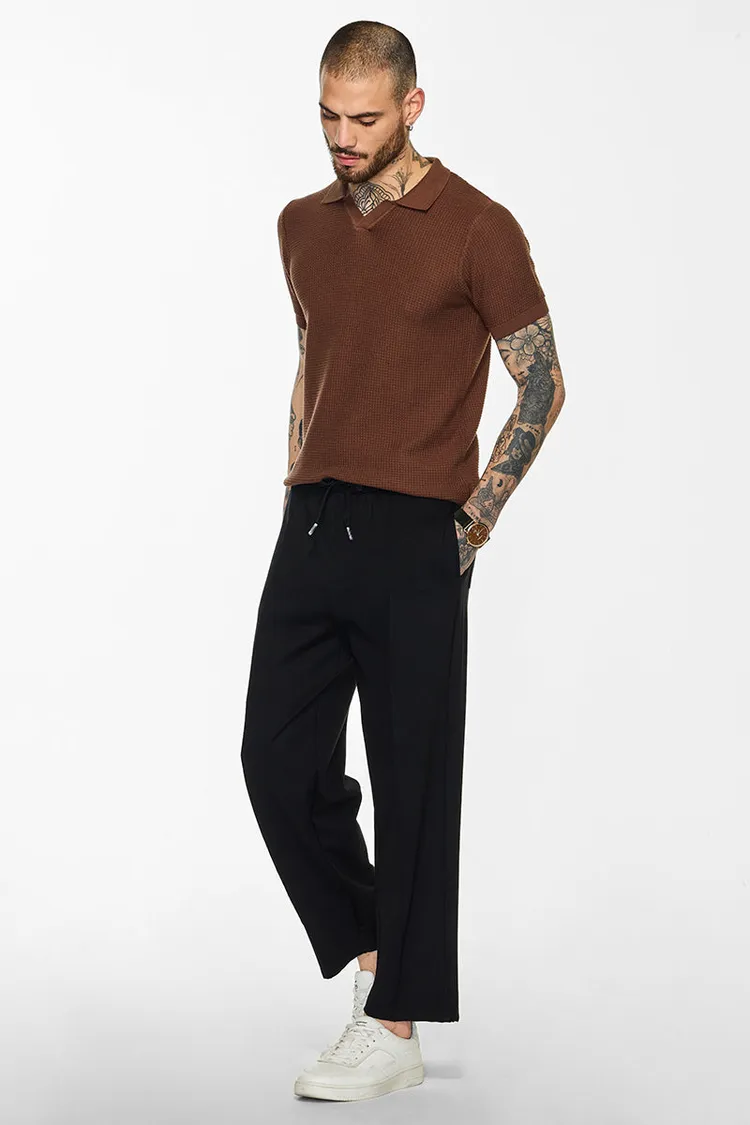 Core Lab Brown Textured Polo T-Shirt