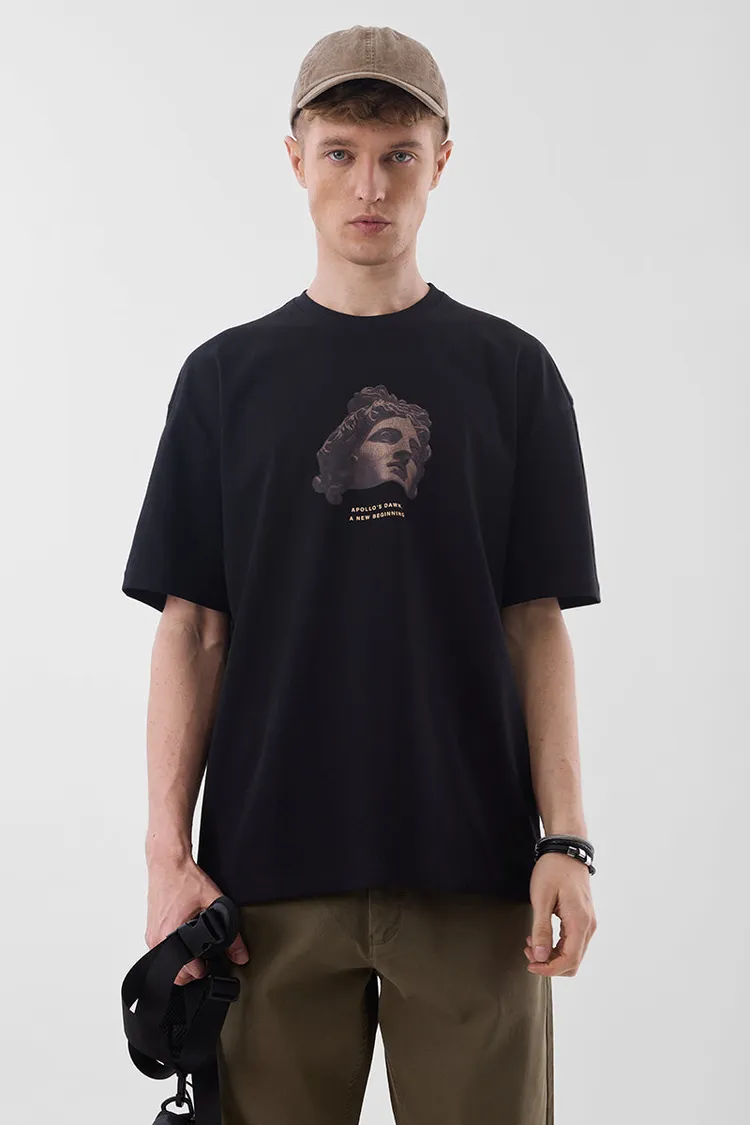 Black Graphic Print Oversized Fit T-Shirt