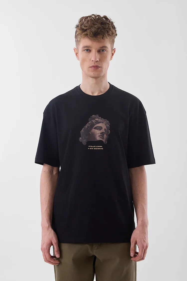 Black Graphic Print Oversized Fit T-Shirt