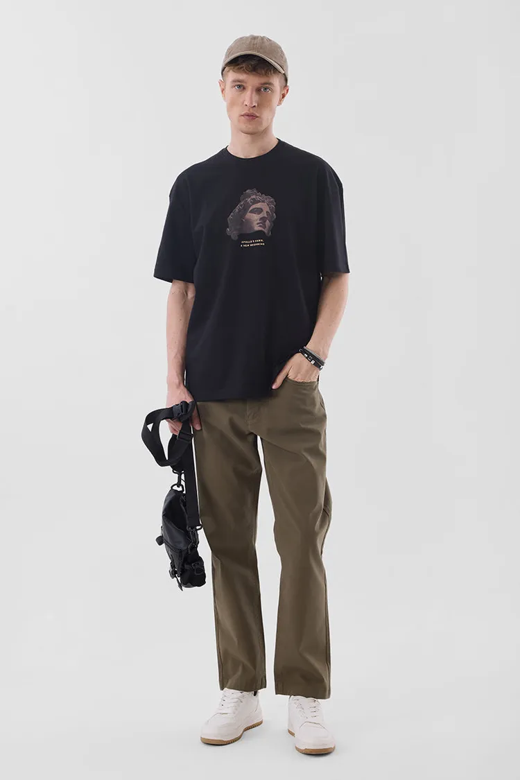 Black Graphic Print Oversized Fit T-Shirt