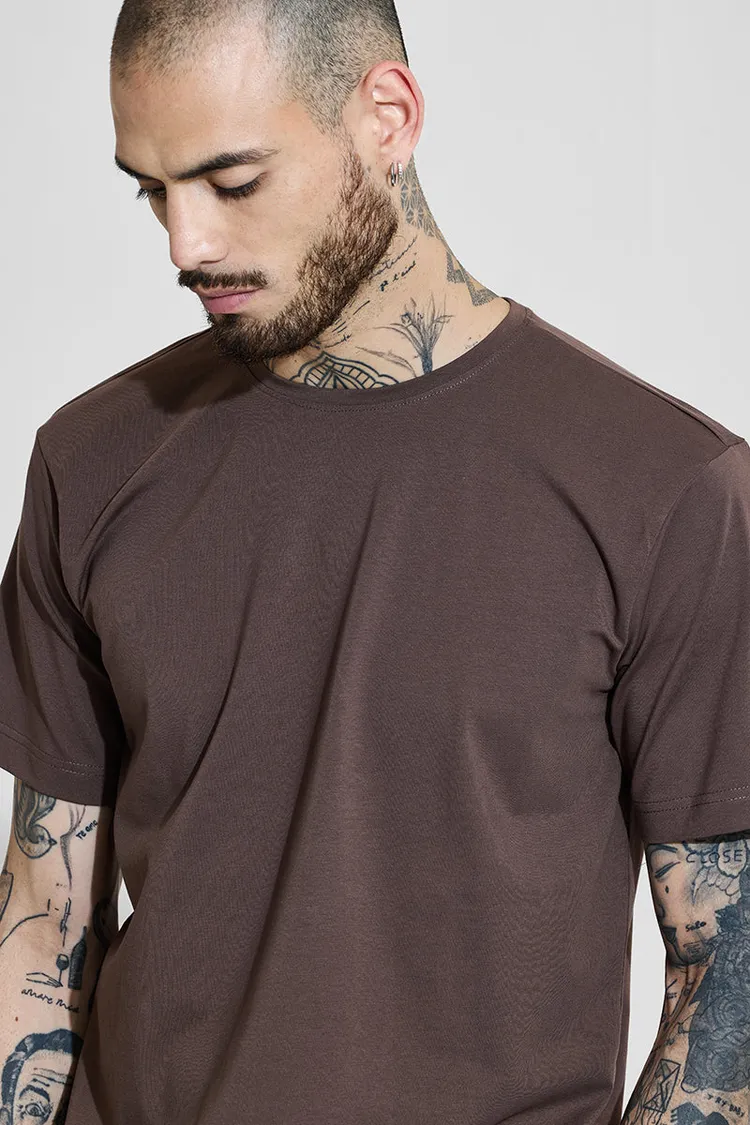 Snitch Slim Fit 4-Way Stretch Brown T-Shirt