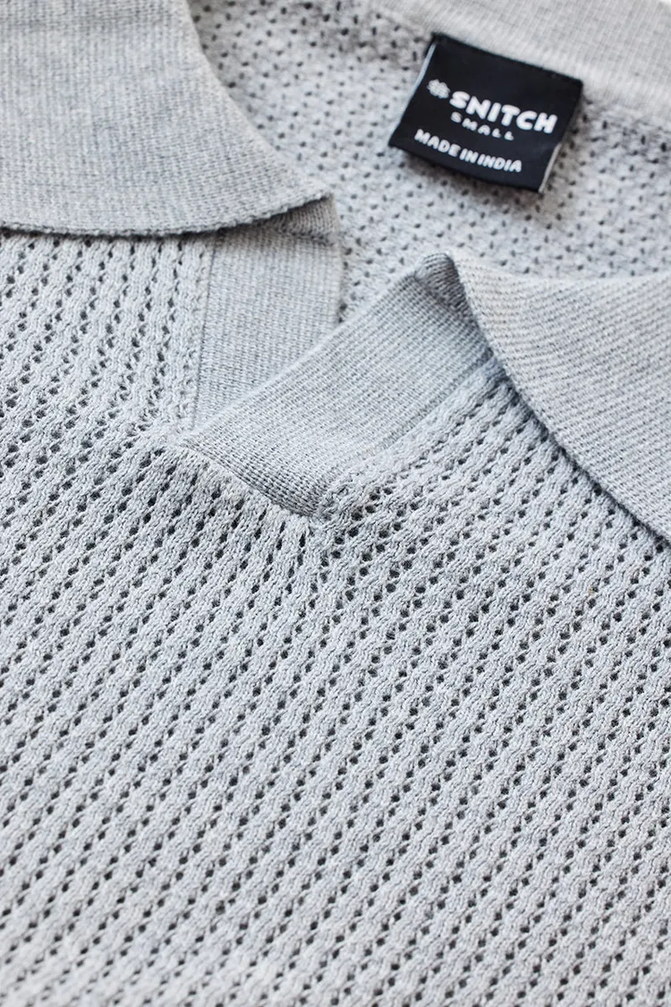 Snitch Regular Fit 100% Cotton Textured Polo T-Shirt