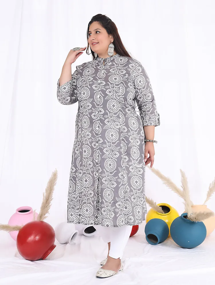 Women Printed Cotton A-line Kurta