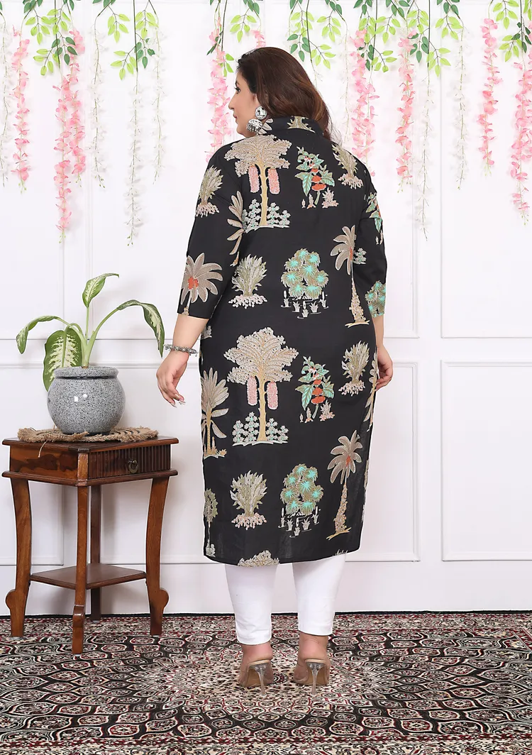 Women Printed Cotton Straight Kurta
