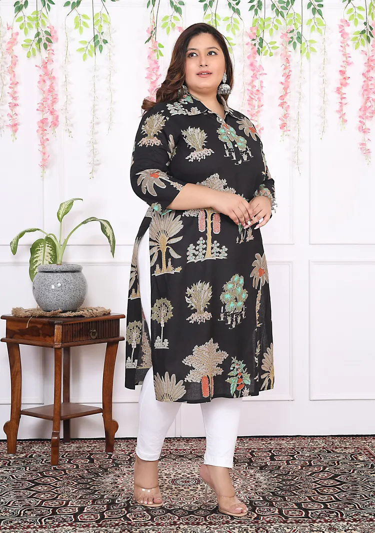 Women Printed Cotton Straight Kurta