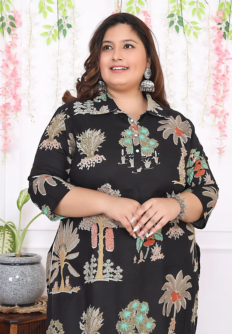 Women Printed Cotton Straight Kurta