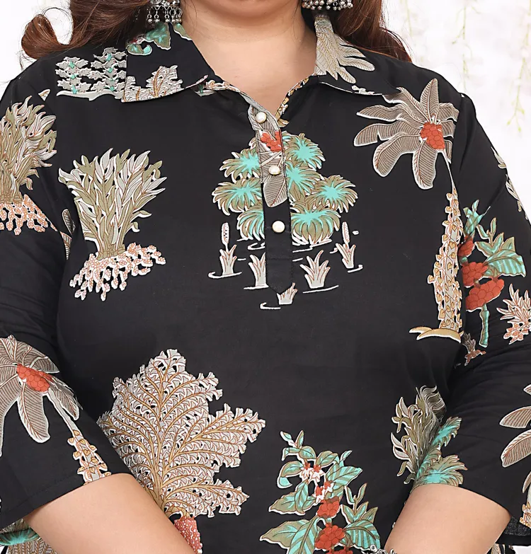 Women Printed Cotton Straight Kurta