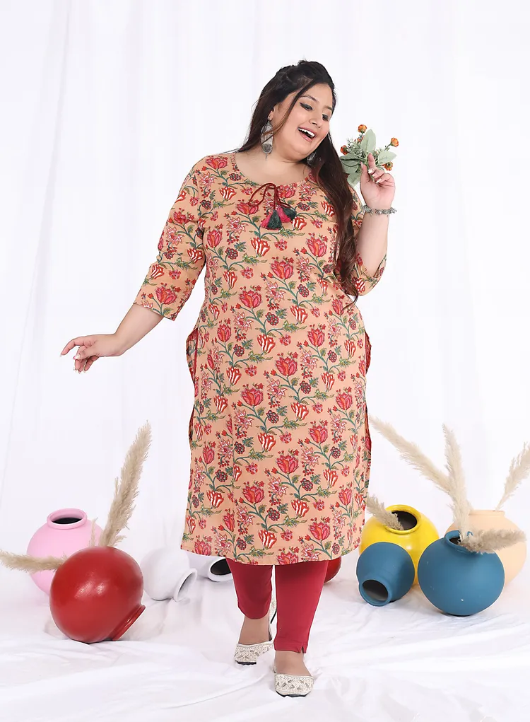 Women Printed Cotton Straight Kurta