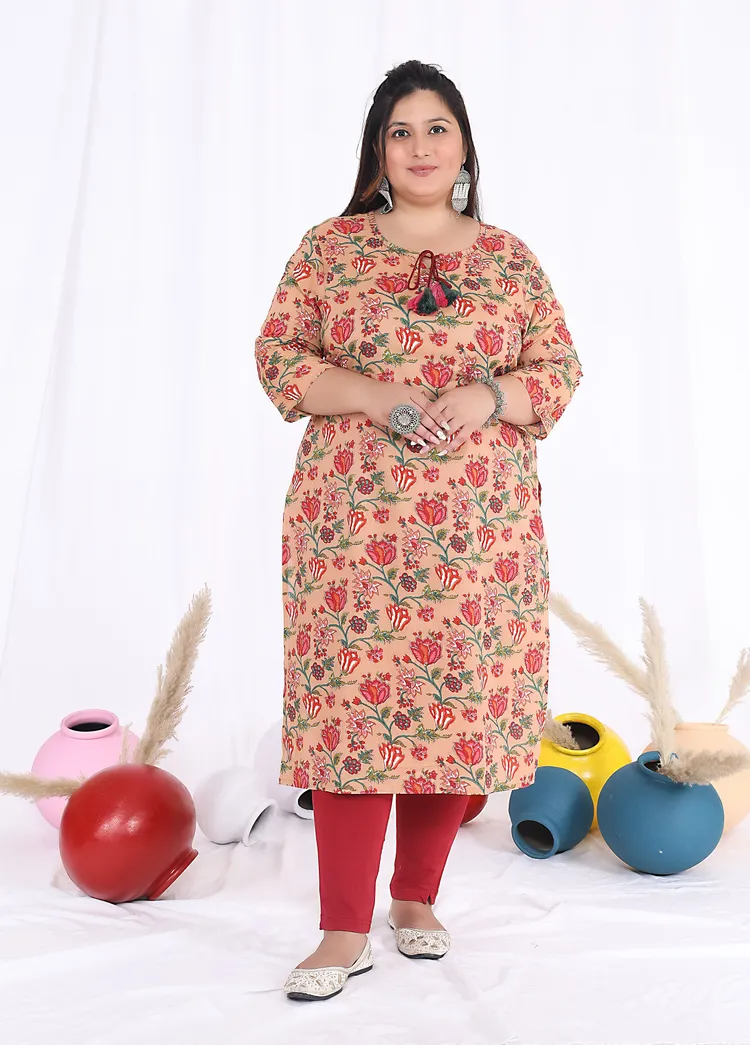 Women Printed Cotton Straight Kurta