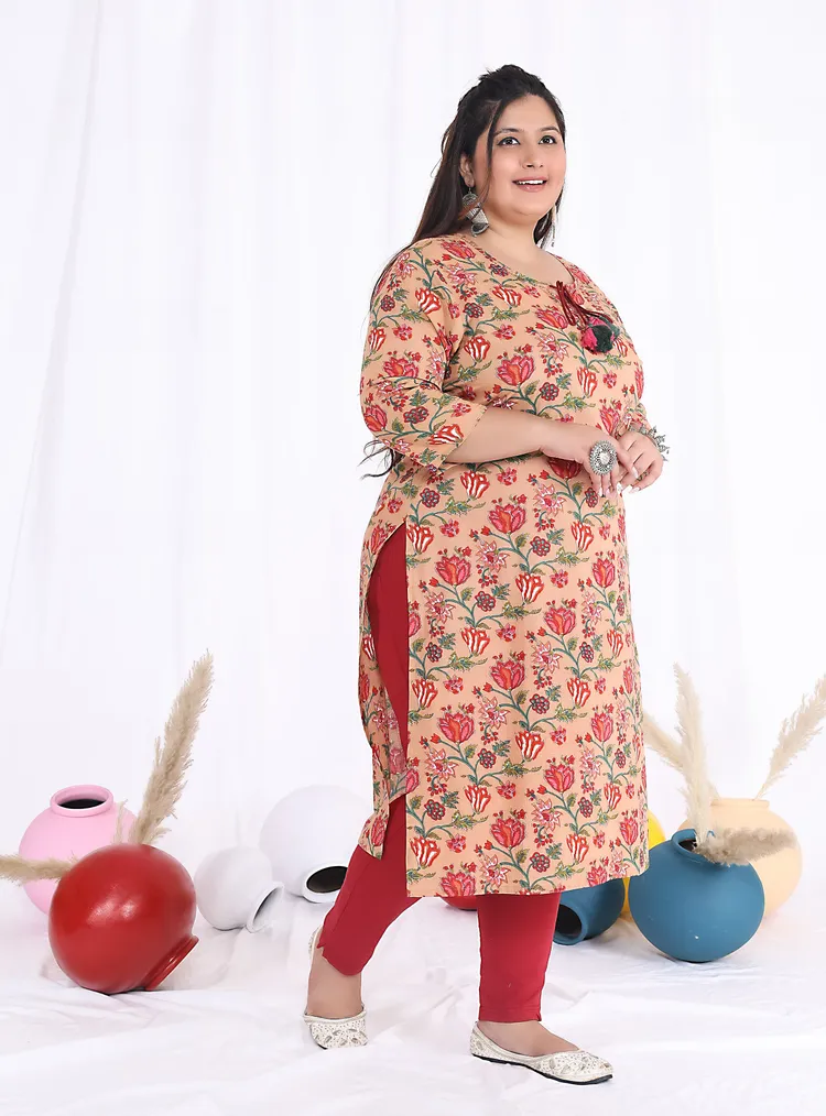 Women Printed Cotton Straight Kurta