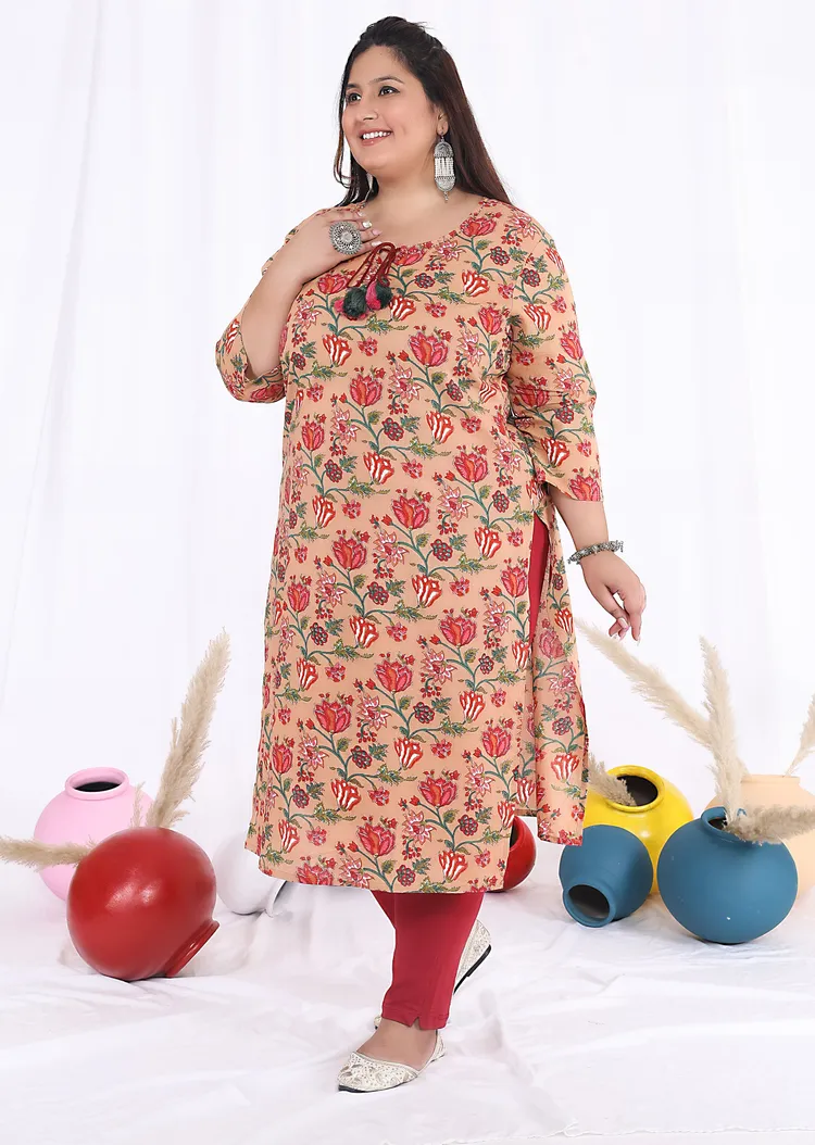Women Printed Cotton Straight Kurta