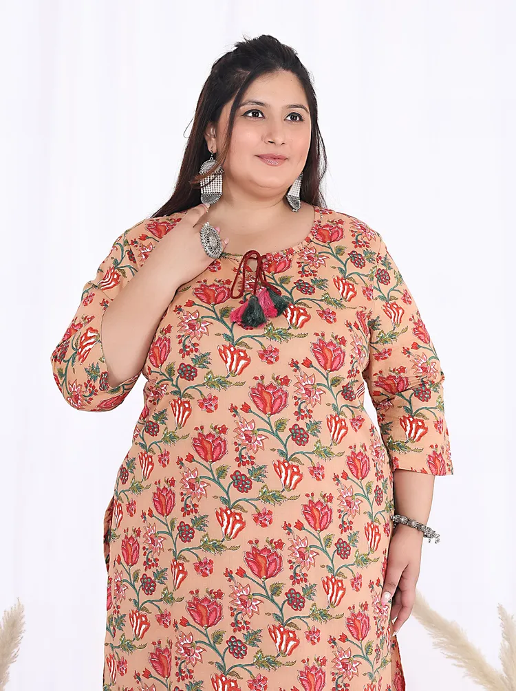 Women Printed Cotton Straight Kurta