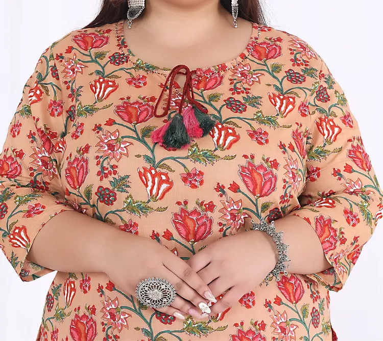 Women Printed Cotton Straight Kurta