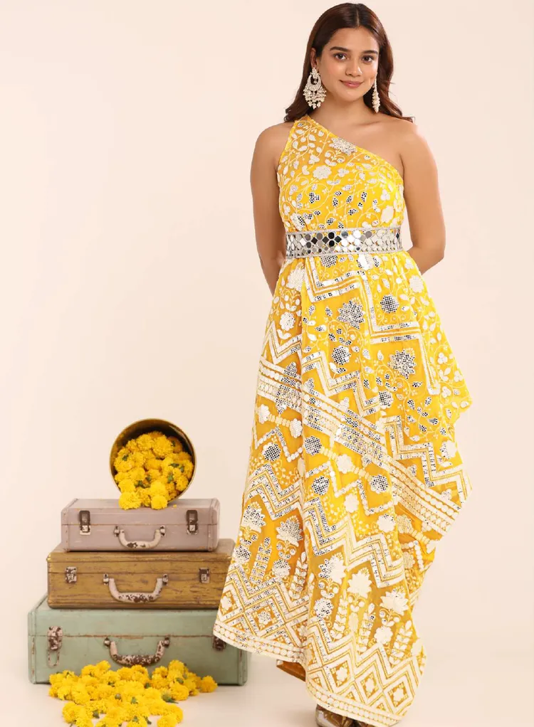 Foil Work Cowl Dress