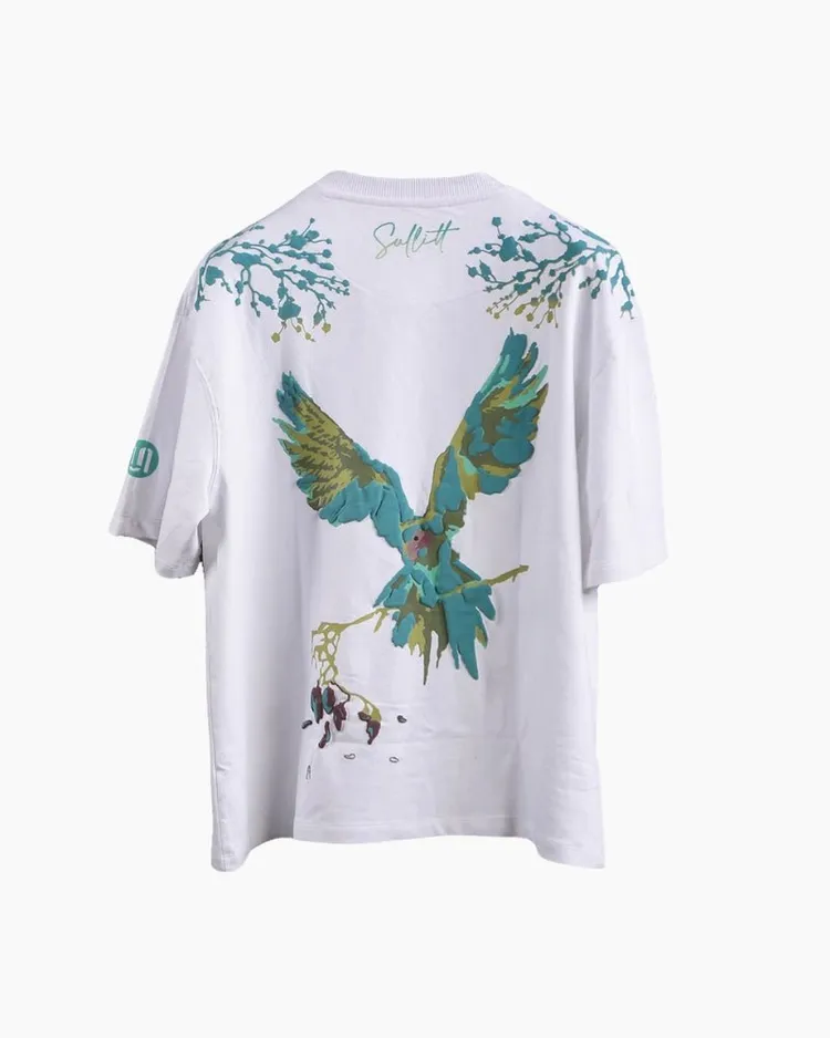 VIVIDLY PARROT WHITE OVERSIZED T-SHIRT