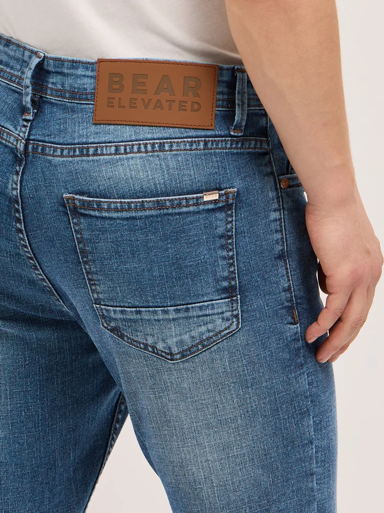 Mid Blue with Light Fade Skinny Fit Mid-Rise Jeans