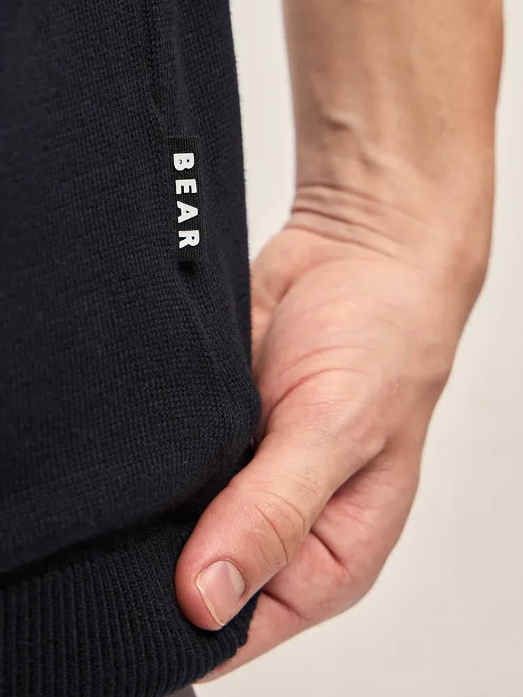 Black Ribbed horizontal textured Regular Fit Polo T-shirt