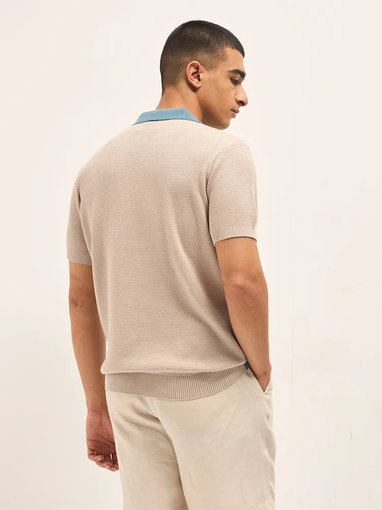 Multi-Color Colorblock Polo T-Shirt with Regular Fit & Metal Logo Detail