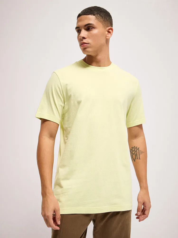 Green Solid Crew Neck Regular Fit T-Shirt