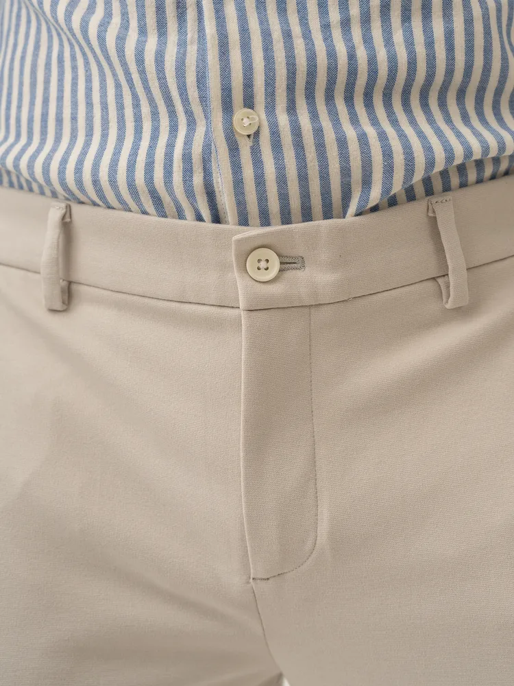 Cream Slim Fit Casual Pants