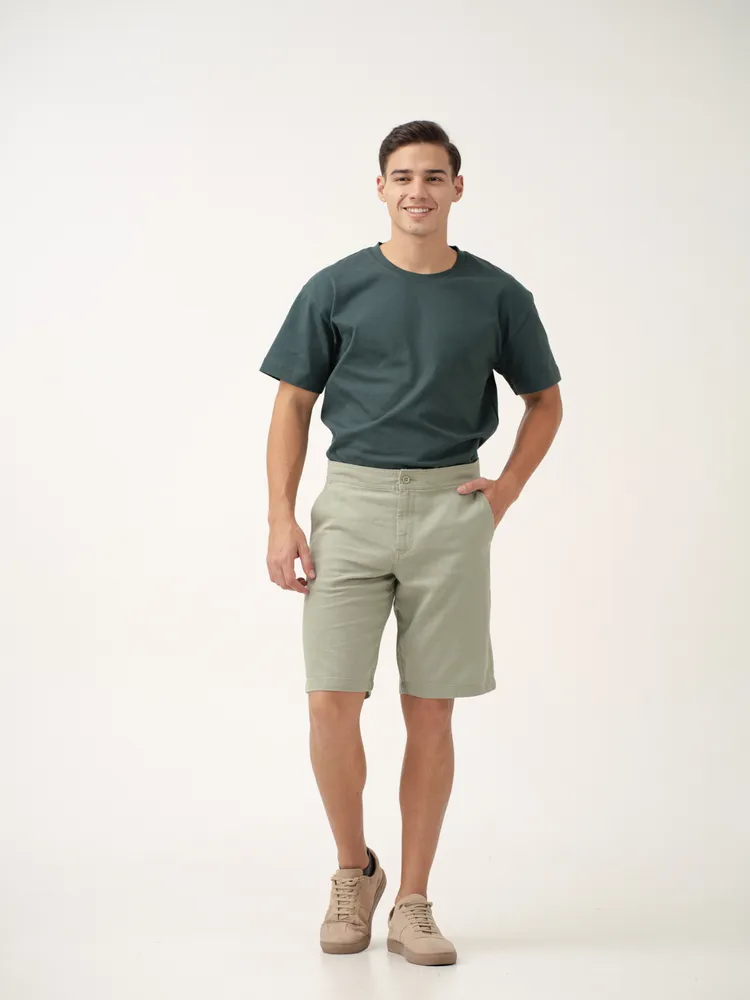 Light Green Cotton Lounge Shorts