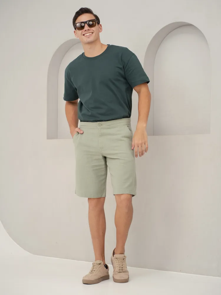 Light Green Cotton Lounge Shorts