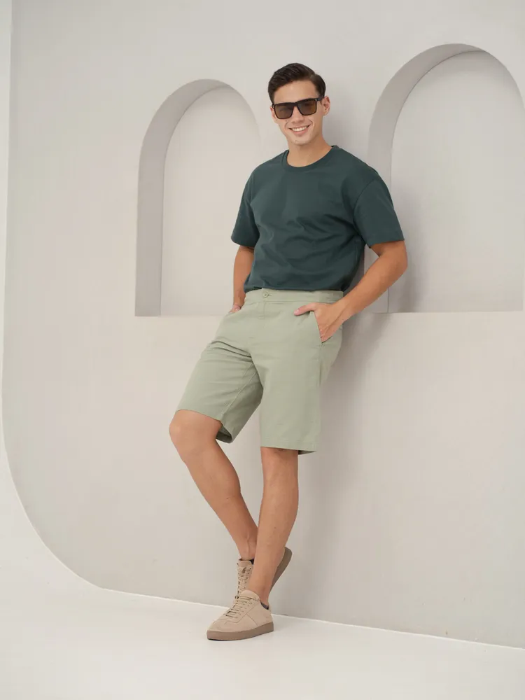 Light Green Cotton Lounge Shorts
