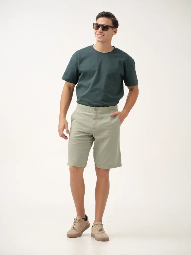 Light Green Cotton Lounge Shorts