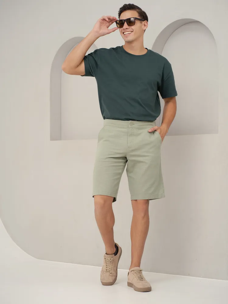 Light Green Cotton Lounge Shorts