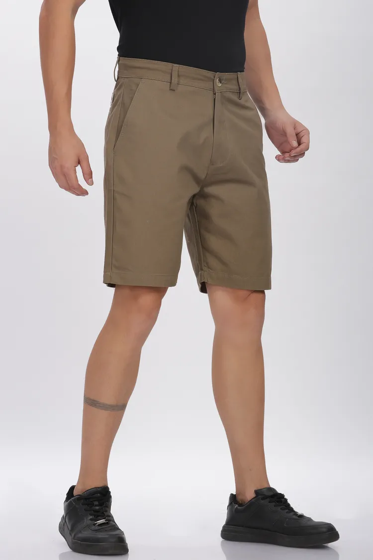 Cotton Chino Shorts | Regular Fit | Bermuda | Olive Brown