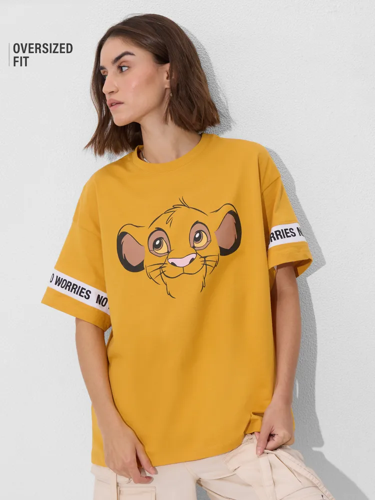 The Souled Store The Lion King: Super Simba Women Oversized T-Shirts