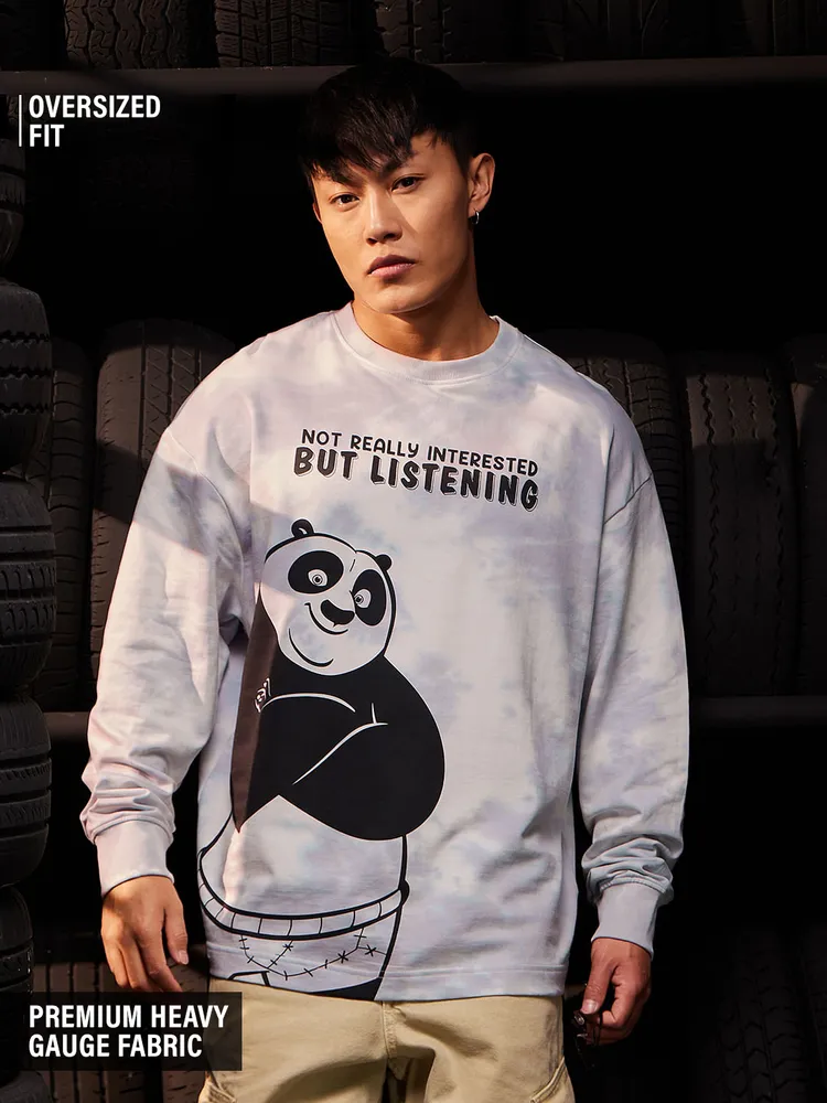 The Souled Store Kung Fu Panda: Not Interested Oversized Full Sleeve T-Shirts