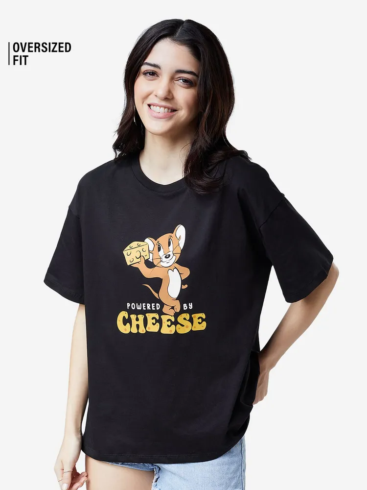 The Souled Store Tom And Jerry: Powered By Cheese Women Oversized T-Shirts