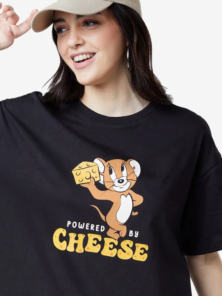 The Souled Store Tom And Jerry: Powered By Cheese Women Oversized T-Shirts