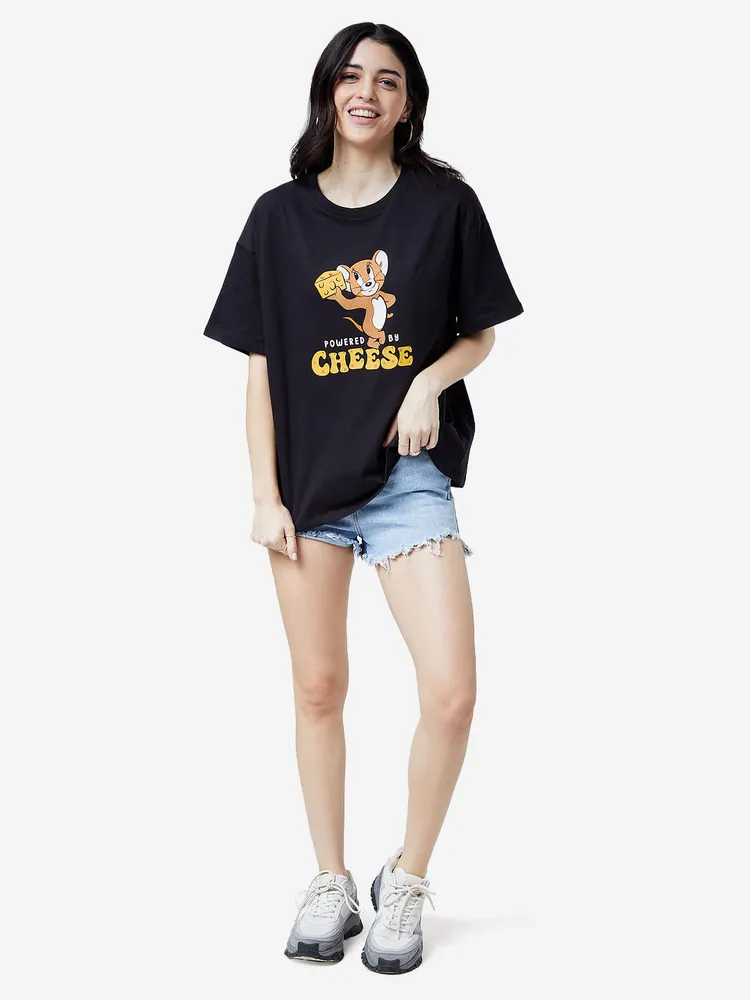 The Souled Store Tom And Jerry: Powered By Cheese Women Oversized T-Shirts