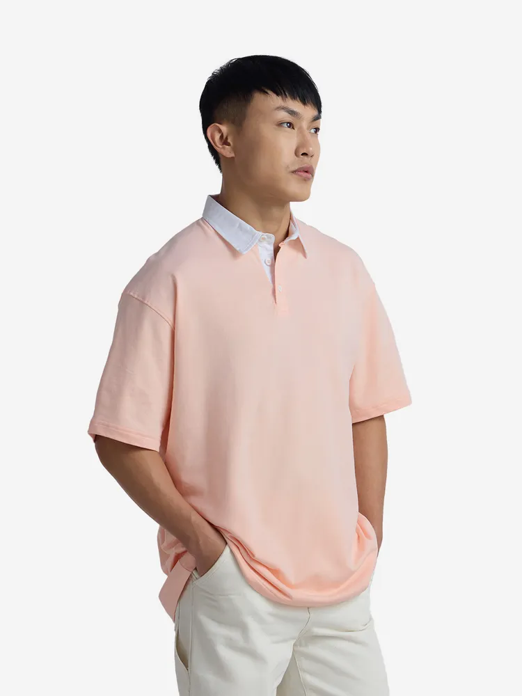 The Souled Store Solids: Pink Oversized Polos