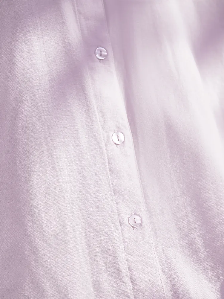 The Souled Store Cotton Linen: Lavender Women Boyfriend Shirts