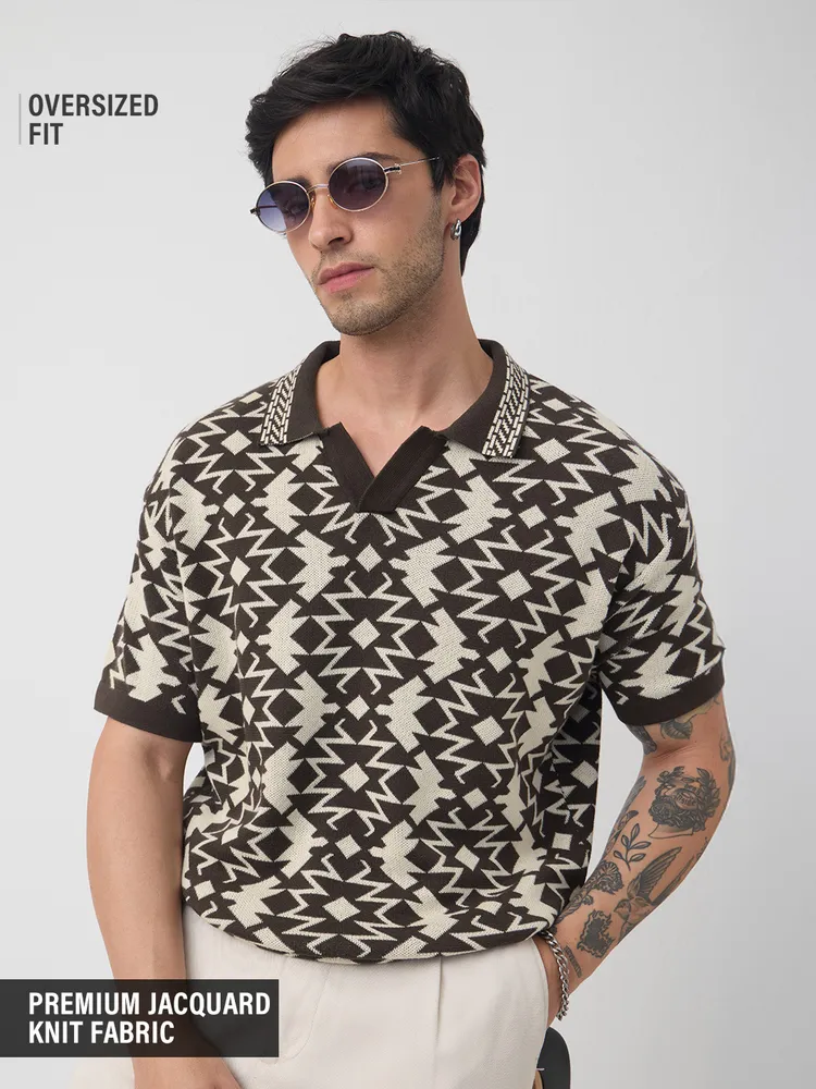 Jacquard Polo: Brown